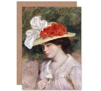Artery8 Renoir Woman In A Flowered Hat Fine Art Greeting Card Plus Envelope Blank Inside Mujer Flor