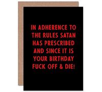 Artery8 Rules Satan Says F Off And Die Birthday Rude Sealed Greeting Card Plus Envelope Blank inside