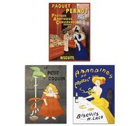 Artery8 Set of 3 Cappiello French Vintage Adverts Bold Retro Wall Art Prints A4 Size Living Room Decor