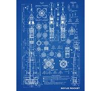 Artery8 Soyuz Rocket USSR Soviet Space Blueprint Plan Extra Large XL Wall Art Poster Print Cohete Unin Sovitica Sovitico Espacio Azul pared Impresin del cartel