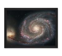 Artery8 Space Photo Hubble Whirlpool Galaxy M51 Artwork Framed A3 Wall Art Print Espacio Fotografía pared