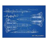 Artery8 SR-71 Blackbird Habu US Aircraft Spy Plane Blueprint Plan Unframed Wall Art Print Poster Home Decor Premium Avión Azul pared Póster Casa