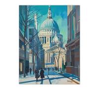 Artery8 St Paul's Cathedral London City Street Painting Living Room Unframed Wall Art Print Poster Home Decor Premium