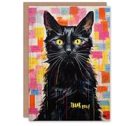 Artery8 Thank You Greeting Card Black Cat Lover For Him Her