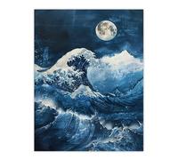 Artery8 The Great Wave at Full Moon Storm Sea Painting Living Room Large Wall Art Poster Print Thick Paper 18X24 Inch