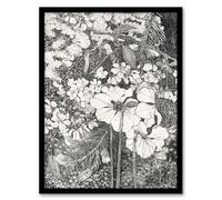 Artery8 Theo van Hoytema Spring Flowers Black and White Framed Wall Art Print Home Décor A4