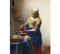 Artery8 Vermeer The Milkmaid Woman Kitchen Painting Art Print Canvas Premium Wall Decor Poster Mural Mujer Cocina Pintura pared Pster