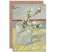Artery8 Vincent Van Gogh Sprig Flowering Almond In Glass Fine Art Greeting Card Plus Envelope Blank Inside Flor Vaso