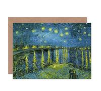 Artery8 Vincent Van Gogh Starry Night Over Rhone Fine Art Greeting Card Plus Envelope Blank Inside Estrella Noche