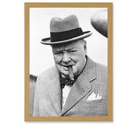 Artery8 Vintage Photo Winston Churchill Cigar Prime Minister Britain UK Artwork Framed Wall Art Print A4 Clásico Fotografía Iglesia Bretaña Reino Unido pared