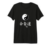Artes Marciales Aikido Tao Yin Yang Símbolo Chino Caracteres Camiseta Premium