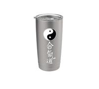 Artes Marciales Aikido Tao Yin Yang Símbolo Chino Caracteres Vaso térmico de acero inoxidable de doble pared