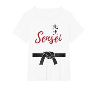 Artes Marciales Karate Teacher Sensei Cinturón Negro Regalo Camiseta, Mujer Tallas Grandes, Blanco, 1XL Grande