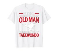 Artes Marciales Nunca Subestimes Old Man Knows Taekwondo Camiseta gráfica económica, Hombre, Blanco, S