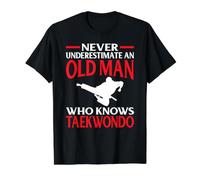Artes Marciales Nunca Subestimes Old Man Knows Taekwondo Camiseta gráfica económica, Hombre, Negro, L