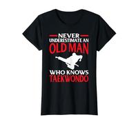 Artes Marciales Nunca Subestimes Old Man Knows Taekwondo Camiseta gráfica económica, Mujer, Negro, XS