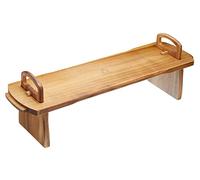 Artesa Bandeja de Madera Elevada, Diseño Rústico de Madera de Acacia, Plegable para Almacenamiento Plano, 52 x 15 x 17 cm