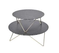 Artesà Plato de servir escalonado, 2 soportes de pizarra redondos con patas de metal elevadas, para el té de la tarde, queso, pasteles, sándwiches y más, 30,5 x 30,5 x 24 cm, gris