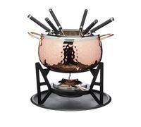 Artesà Set de Fondue con 6 Tenedores y Cuenco de Acero Inoxidable, Cuenco de Cerámica, Soporte de Metal y Quemador de Doble Combustible para Chocolate, Queso o Carne