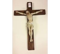 ArteSacraCaravaggio - Crucifijo de pared de resina de mármol decorado a mano, 39 x 25,5 cm, producción artesanal