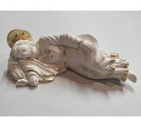 ArteSacraCaravaggio - Estatua de San José durmiente de 21 cm (8,26 pulgadas) de mármol de resina blanca con inserciones de oro, decorada con una producción artesanal italiana