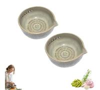 Artesanal ajo rejilla hierba cuenco, 2 en 1 hierba tiradora cuenco, plato de cerámica rústica con rejilla incorporada y hierbas tiradora, para ajo fresco, jengibre (2pcs)