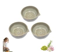 Artesanal ajo rejilla hierba cuenco, 2 en 1 hierba tiradora cuenco, plato de cerámica rústica con rejilla incorporada y hierbas tiradora, para ajo fresco, jengibre (3pcs)