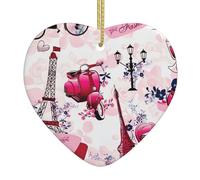 Artesanía de cerámica de doble cara, decoración de árbol de Navidad, adorno de Navidad para vacaciones, Torre Eiffel de París, Francia