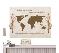 Artesanía de embalaje de plata, Artesanía de Madera con Mapa del Mundo, Herramienta de embalaje de la Hucha, Fondo de Viaje de Dinero con Patrón de Tarjeta para el dinero, la Tarjeta, la