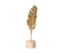 Artesanía de hojas de ginkgo doradas, esculturas en hojas, accesorios de decoración de sala de estar, escritorios de oficina(Feather)