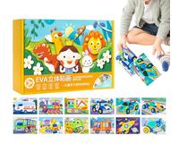 Artesanía De Pegatinas De Espuma EVA 3D - Juego De De Espuma De Animales De 12 Piezas para Proyectos De Arte Y Aprendizaje Temprano para Niños | Kit De Pegatinas De Animales De Dibujos An