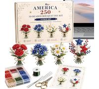 Artesanía Patriótica, Juego De Flores Con Cuentas, Colección Rojo, Y Azul | Celebración, Artesanía De Flores Con Cuentas: Divertida Y Para Adultos, Amantes, Amig