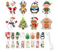 Artesanías Navideñas para Niños, 24 Piezas de Colgantes de Caricatura para Decoración Navideña con Cuerda, Papá Noel, Reno, Hombre de Jengibre, Crea Tu Propia Decoración Navideña para Niños y Niñas pa