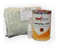 Artespray - Kit Resina Poliester Artepol 1000 1Kg + Fibra De Vidrio 1M2 + Peroxido Para Reparaciones