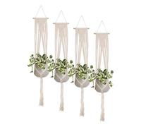 Artevasi Perchas de macramé, macetas Colgantes de Pared para Interiores y Exteriores, Cuerda de algodón Hecha a Mano, Soporte para macetas (43 Pulgadas, Blanco) (Paquete de 4)