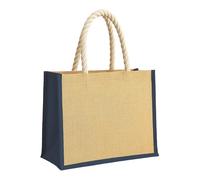 Artexia Bolsa de yute de playa grande, 20 l, con asas de cuerda, bolsa de playa de yute natural con fuelle y detalles de colores, bolsa de yute personalizable 40 x 30 x 17 cm, turquesa, 40x30x17cm