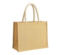 Artexia Bolsa de yute de playa grande, 20 l, con asas de cuerda, bolsa de playa de yute natural con fuelle y detalles de colores, bolsa de yute personalizable 40 x 30 x 17 cm, natural, 40x30x17cm
