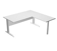 Artexport Mesa Escritorio Presto 160x80 cm con Ala Lateral 79x60 cm Patas Metal Blanco