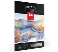 Arteza Bloc para acuarelas A4 de doble cara | 14 hojas | 300 gsm | 100% algodón | Papel prensado en frío y sin ácido | Ideal para pintar con acuarela y técnicas mixtas