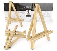 ARTEZA Caballetes de pintura | Altura 30,48 cm | Pack de 6 atriles de mesa para pintar | Trípodes de madera de pino con patas antideslizantes | para lienzos pequeños y medianos