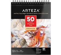 Arteza Cuaderno de dibujo, tamaño 8x10" (20,3cm x 25,4 cm), 50 hojas de 130 gramos sin ácido, encuadernado en doble espiral, bloc para medios secos, ideal para lápiz, carbón, cera o bolígrafo