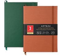 ARTEZA Cuaderno de Rayas, 15 x 20 cm [Set de 2, Verde Oscuro y Color Cuero], Pack Cuadernos de Dibujo, Diarios de Tapa Dura con Papel de Escribir a Rayas [96 Hojas]