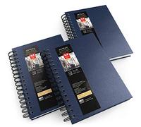 Arteza Cuadernos de acuarela, 5.5x8.5" (14 x 21,6 cm), pack 3 diarios tapa dura azul, total 96 hojas, papel acuarela 300 gsm, bloc espiral, también con gouache, acrílico, lápiz, medios húmedos y secos