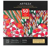 ARTEZA Libro de Colorear Adultos con Diseños Florales [23x23 cm], 50 Imágenes Originales Diferentes a Una Sola Cara, Libro de Colorear Relajante y Antiestrés