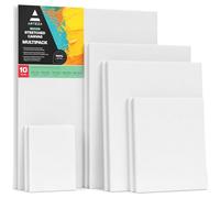 ARTEZA Lienzos blancos estirados e imprimados | Distintos tamaños: 12,7x17,7-27,9x35,5-30,4x40,6-40,6x50,8 cm | Pack de 10 lienzos | 100% algodón | Para acrílico, óleo y medios húmedos