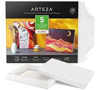 ARTEZA Lienzos de papel para Pintar con Marco Plegable, 5 Hojas, (21,3 x 27,94 cm), 100% Algodón, Lienzo Blanco con Imprimación de 8 Oz, Materiales de Arte para Pintura Acrílica, Óleo y Dibujo