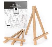 Arteza Mini caballete expositor de madera | 20,32 cm | Pack de 8 atriles miniatura | para exponer lienzos pequeños, tarjetas de visita y fotos