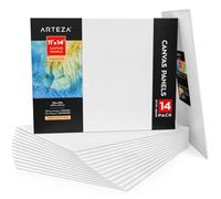 ARTEZA Paneles de lienzo en blanco, 11”x14” (27,9 x 35,6 cm), pack de 14, 100% algodón, imprimación 350 gsm, sin ácido, para pintura acrílica y al óleo, artistas, pintores aficionados y principiantes