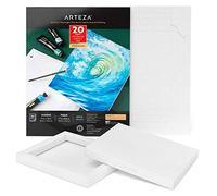 Arteza Papel de lienzo para pintar acrílicos, con marco, (17,8 x 21,8 cm), 20 hojas, 360 GSM, sin ácidos, bloc encolado, papel de pulpa de madera, lienzos para pintar acrílico y con técnicas mixtas
