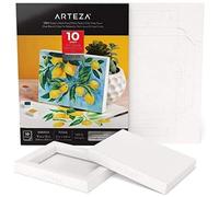 Arteza Papel de lienzo para pintar acuarelas, con marco, (12,7x16,7 cm), 10 hojas, 300 GSM, sin ácidos, bloc encolado, papel de pulpa de madera, lienzos para pintura artística y técnicas mixtas
